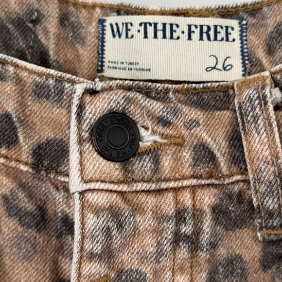Free People Leopard Print Barrel Jeans Size 26 - Picture 3 of 8